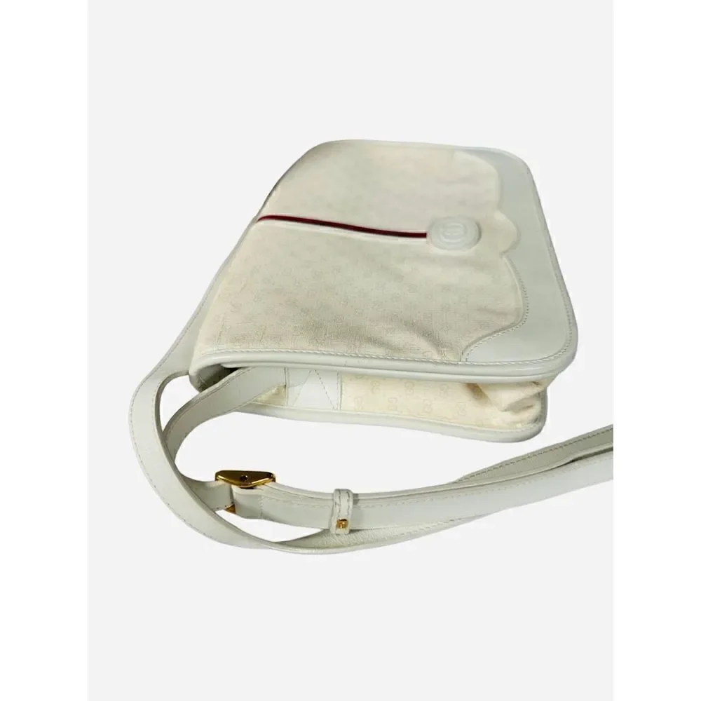 Gucci white Gg canvas and leather cross body bag
